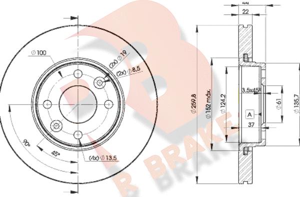 R Brake 78RBD27795 - Jarrulevy inparts.fi