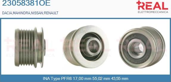 REAL 23058381OE - Hihnapyörä, laturi inparts.fi