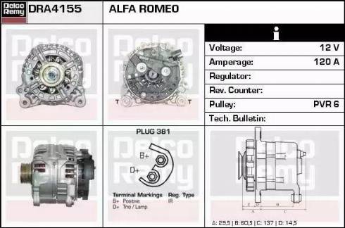 Remy DRA4155 - Laturi inparts.fi