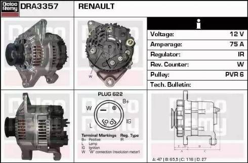 Remy DRA3357 - Laturi inparts.fi