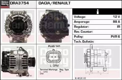 Remy DRA3754 - Laturi inparts.fi