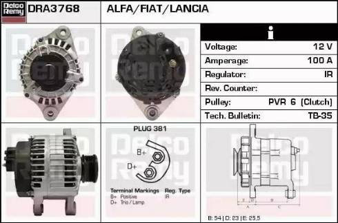 Remy DRA3768 - Laturi inparts.fi