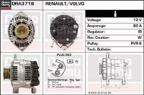 Remy DRA3718 - Laturi inparts.fi