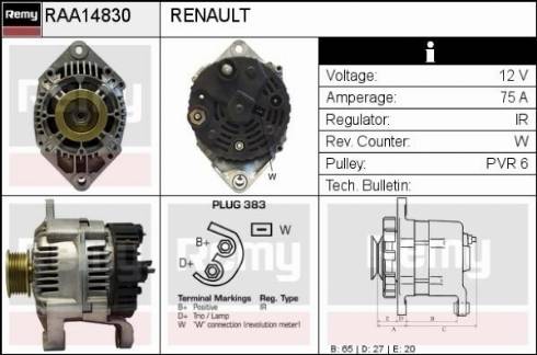 Remy RAA14830 - Laturi inparts.fi