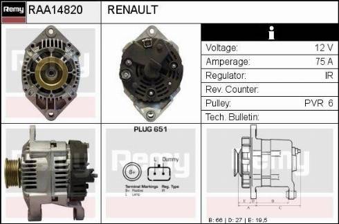 Remy RAA14820 - Laturi inparts.fi