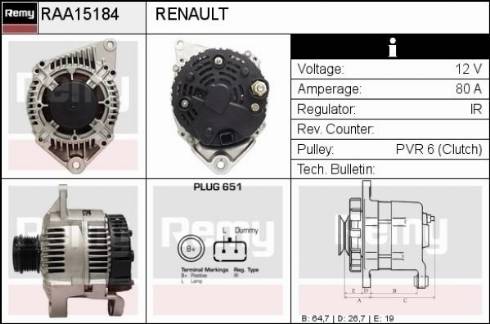 Remy RAA15184 - Laturi inparts.fi