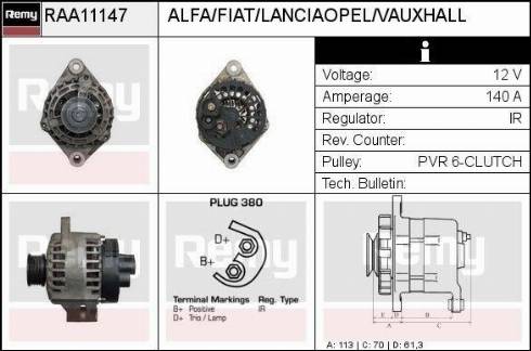 Remy RAA11147 - Laturi inparts.fi