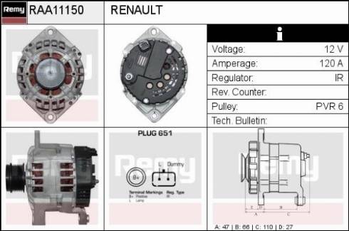 Remy RAA11150 - Laturi inparts.fi