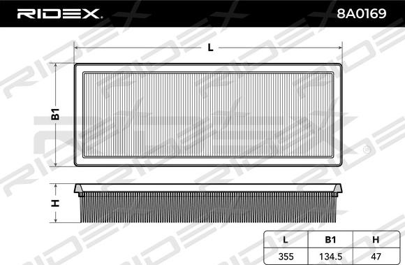 RIDEX 8A0169 - Ilmansuodatin inparts.fi