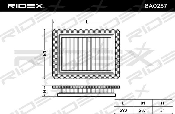 RIDEX 8A0257 - Ilmansuodatin inparts.fi