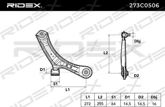 RIDEX 273C0506 - Tukivarsi, pyöräntuenta inparts.fi