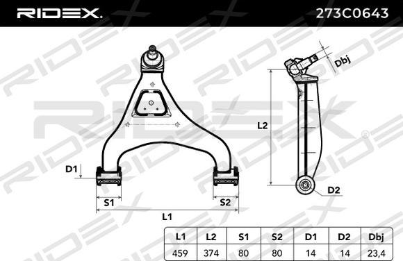 RIDEX 273C0643 - Tukivarsi, pyöräntuenta inparts.fi