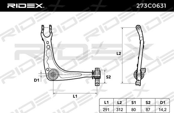 RIDEX 273C0631 - Tukivarsi, pyöräntuenta inparts.fi