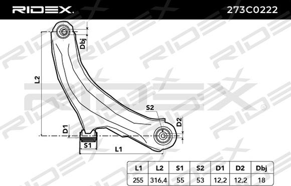 RIDEX 273C0222 - Tukivarsi, pyöräntuenta inparts.fi