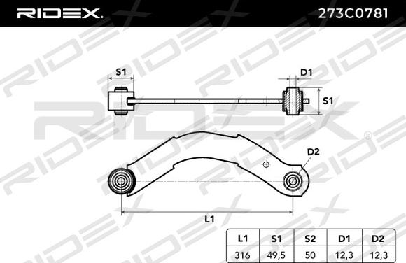 RIDEX 273C0781 - Tukivarsi, pyöräntuenta inparts.fi