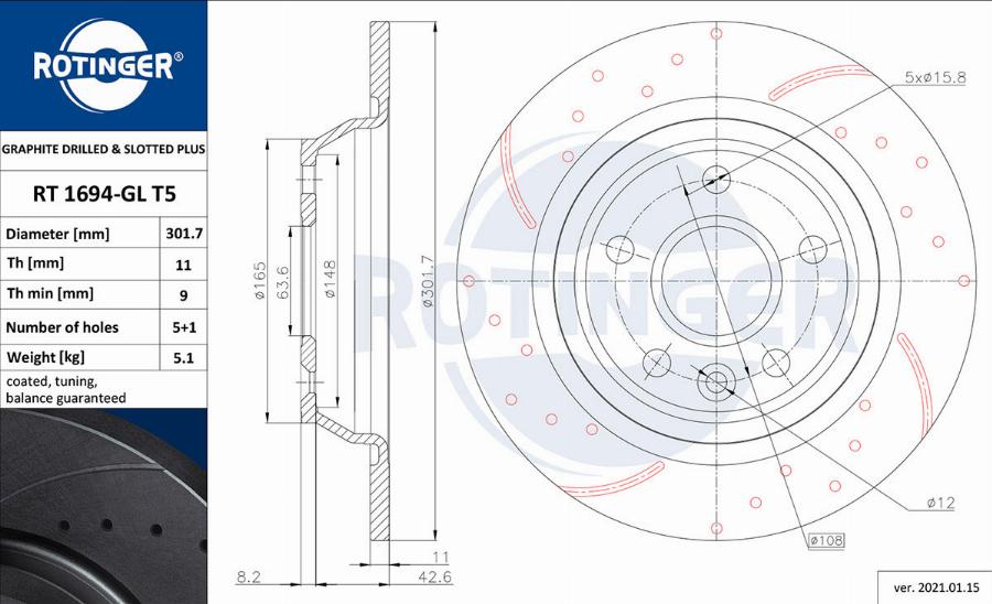 Rotinger RT 1694-GL T5 - Jarrulevy inparts.fi