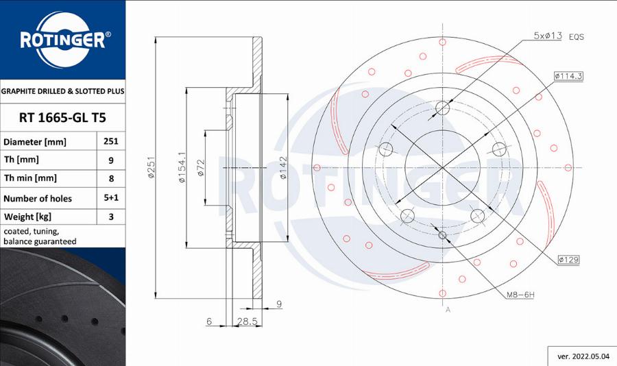 Rotinger RT 1665-GL T5 - Jarrulevy inparts.fi