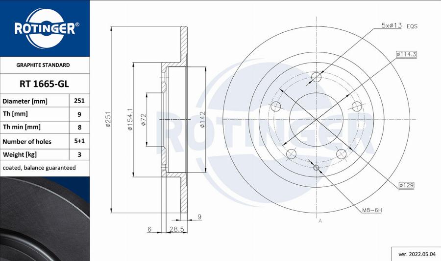 Rotinger RT 1665-GL - Jarrulevy inparts.fi