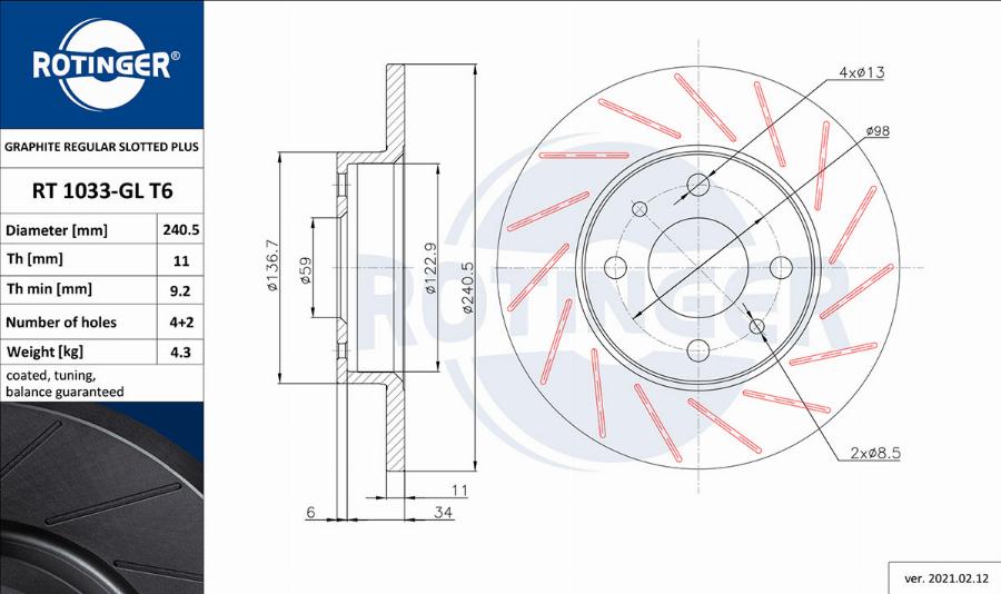 Rotinger RT 1033-GL T6 - Jarrulevy inparts.fi