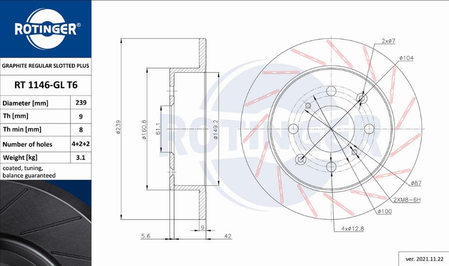 Rotinger RT 1146-GL T6 - Jarrulevy inparts.fi