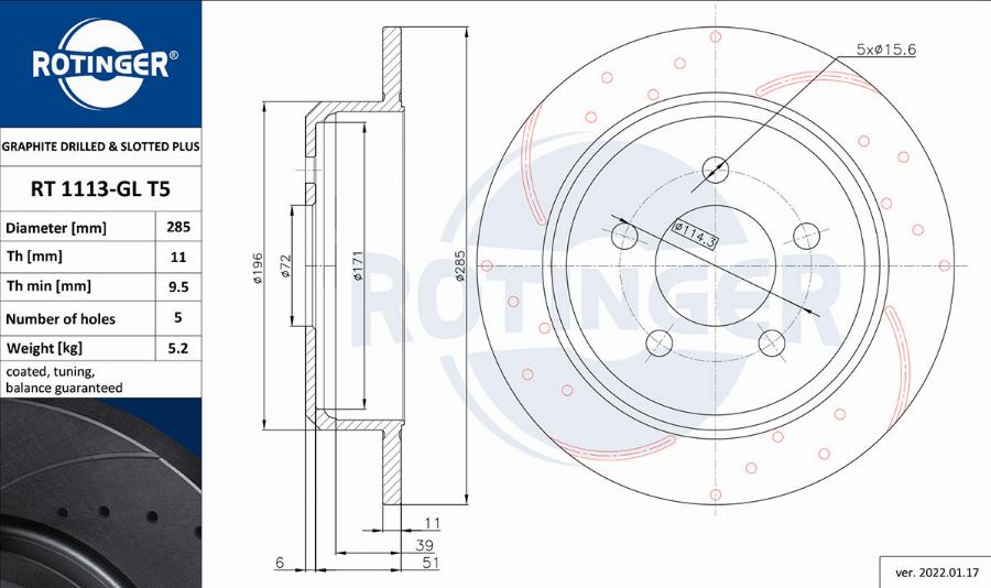 Rotinger RT 1113-GL T5 - Jarrulevy inparts.fi