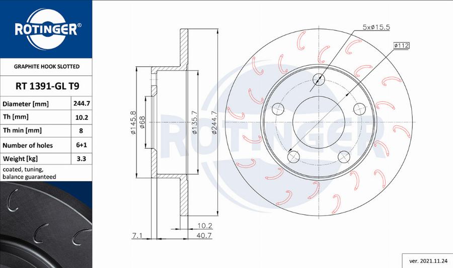 Rotinger RT 1391-GL T9 - Jarrulevy inparts.fi