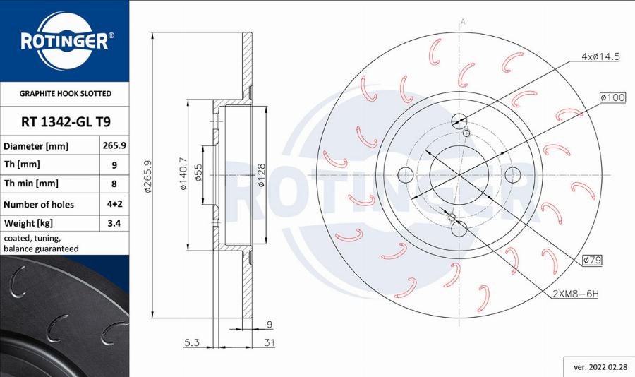 Rotinger RT 1342-GL T9 - Jarrulevy inparts.fi