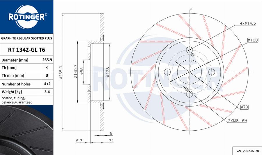 Rotinger RT 1342-GL T6 - Jarrulevy inparts.fi