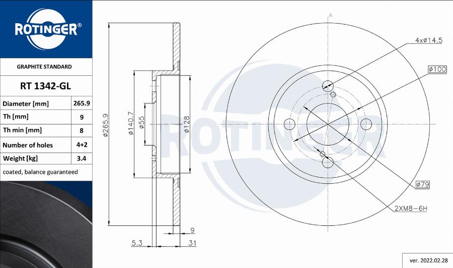 Rotinger RT 1342-GL - Jarrulevy inparts.fi