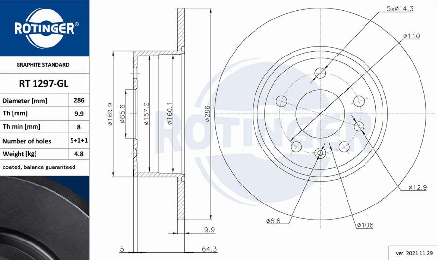 Rotinger RT 1297-GL - Jarrulevy inparts.fi