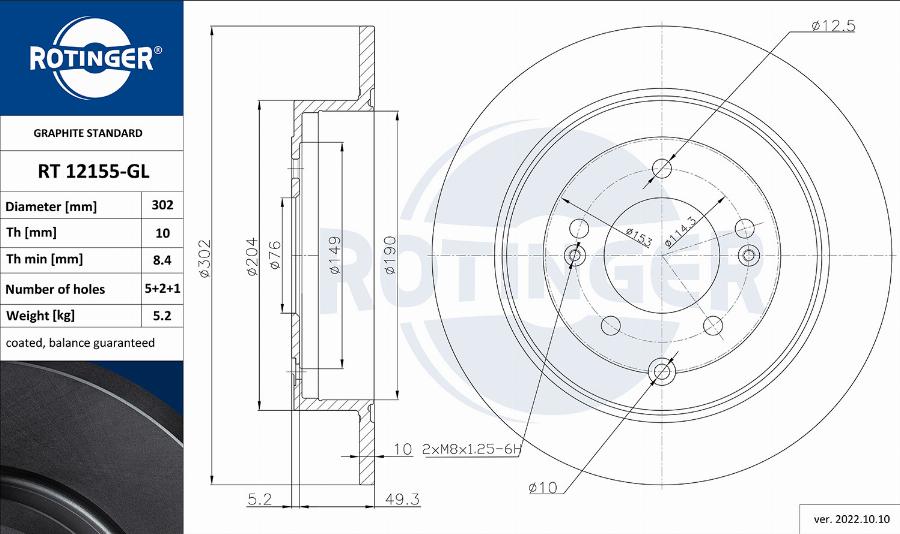 Rotinger RT 12155-GL - Jarrulevy inparts.fi