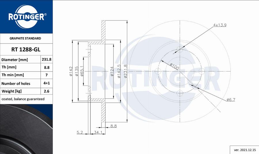 Rotinger RT 1288-GL - Jarrulevy inparts.fi