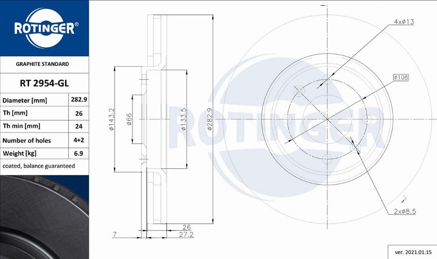 Rotinger RT 2954-GL - Jarrulevy inparts.fi