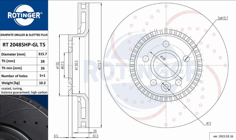 Rotinger RT 20485HP-GL T5 - Jarrulevy inparts.fi