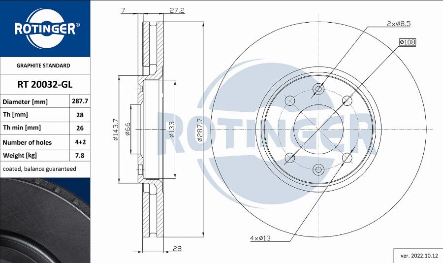 Rotinger RT 20032-GL - Jarrulevy inparts.fi