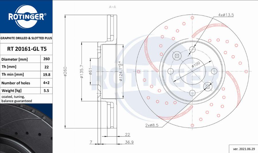 Rotinger RT 20161-GL T5 - Jarrulevy inparts.fi