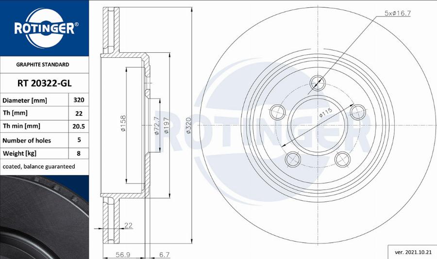 Rotinger RT 20322-GL - Jarrulevy inparts.fi