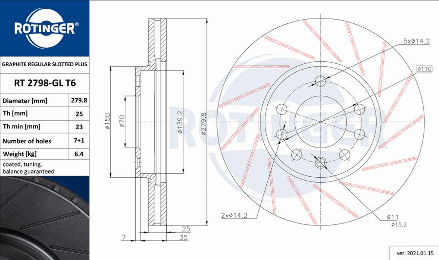 Rotinger RT 2798-GL T6 - Jarrulevy inparts.fi