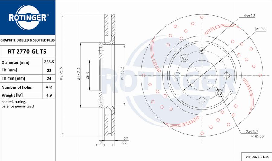 Rotinger RT 2770-GL T5 - Jarrulevy inparts.fi