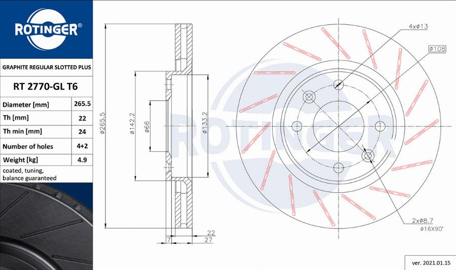 Rotinger RT 2770-GL T6 - Jarrulevy inparts.fi