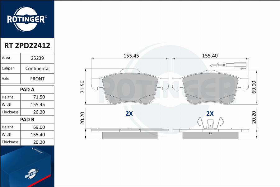 Rotinger RT 2PD22412 - Jarrupala, levyjarru inparts.fi