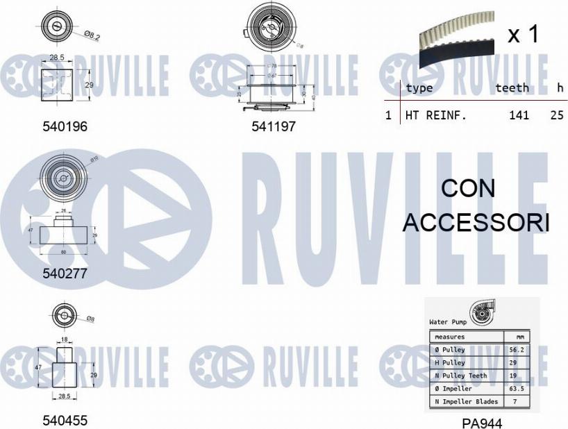 Ruville 5500591 - Vesipumppu + jakohihnasarja inparts.fi