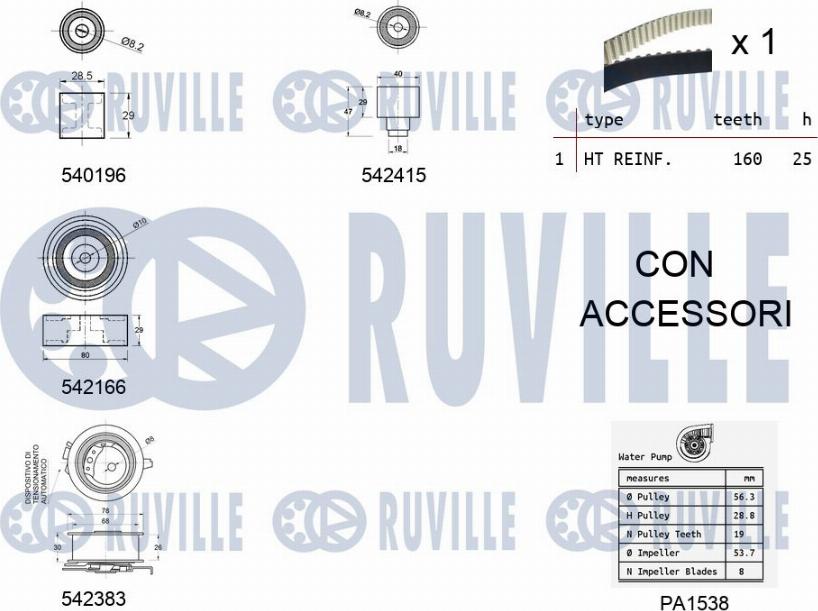 Ruville 5503351 - Vesipumppu + jakohihnasarja inparts.fi