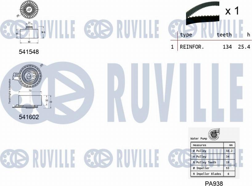 Ruville 5502861 - Vesipumppu + jakohihnasarja inparts.fi