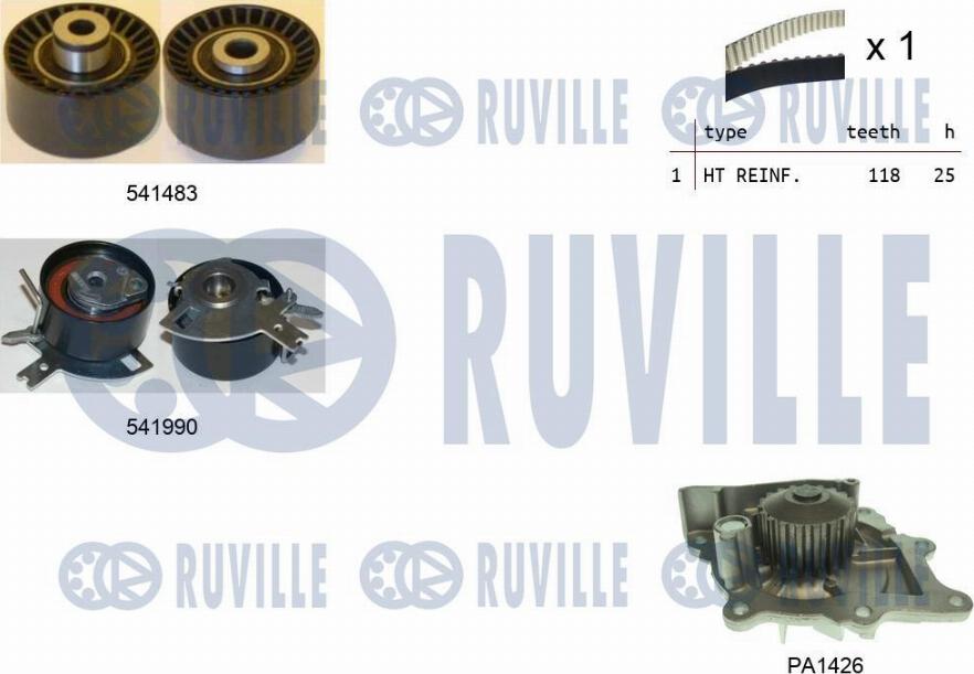 Ruville 5502801 - Vesipumppu + jakohihnasarja inparts.fi