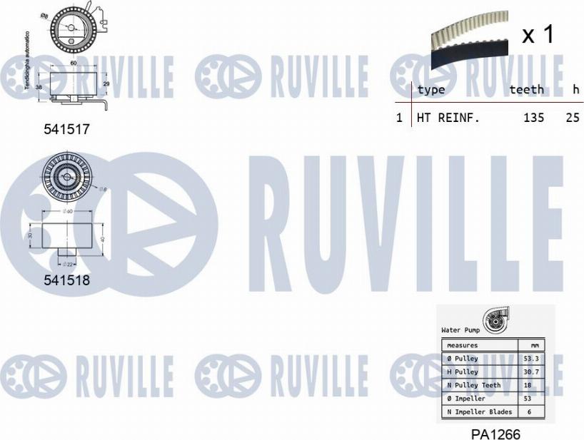 Ruville 5502871 - Vesipumppu + jakohihnasarja inparts.fi