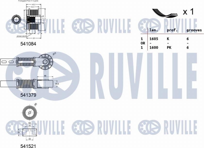 Ruville 570163 - Moniurahihnasarja inparts.fi