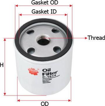 SAKURA Automotive C-1514 - Öljynsuodatin inparts.fi