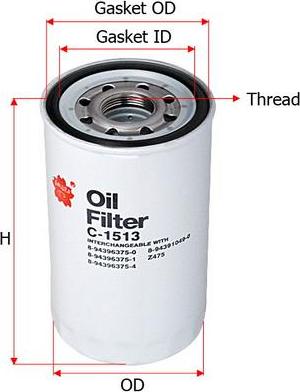 SAKURA Automotive C-1513 - Öljynsuodatin inparts.fi