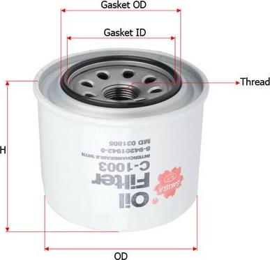 SAKURA Automotive C-1003 - Öljynsuodatin inparts.fi